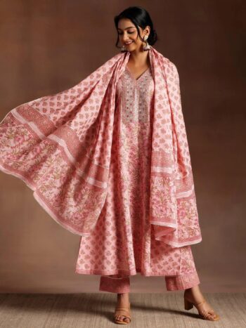 Mariyam Pink Printed Cotton A-Line Kurti