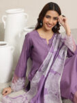 Purple Yoke Design Silk Blend Straight