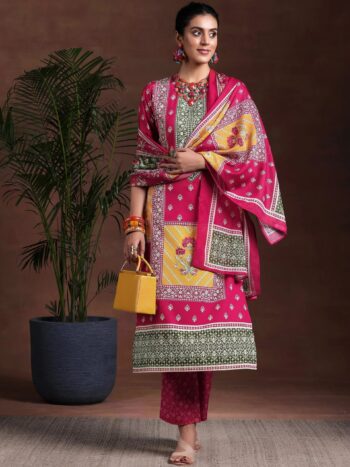 Multi Printed Poly Crepe Straight Suit