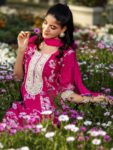 Pink Printed Silk Blend Anarkali Suit Suite