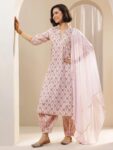 Pink Printed Cotton Straight Suit Sets