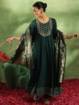 Green Yoke Design Rayon Anarkali Suit With Bottom