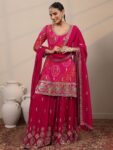 Libas Art Pink Printed Georgette Straight