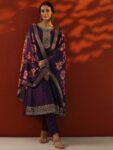Purple Embroidered Silk Blend Anarkali