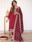 Fuchsia Embroidered Silk Blend Pakistani